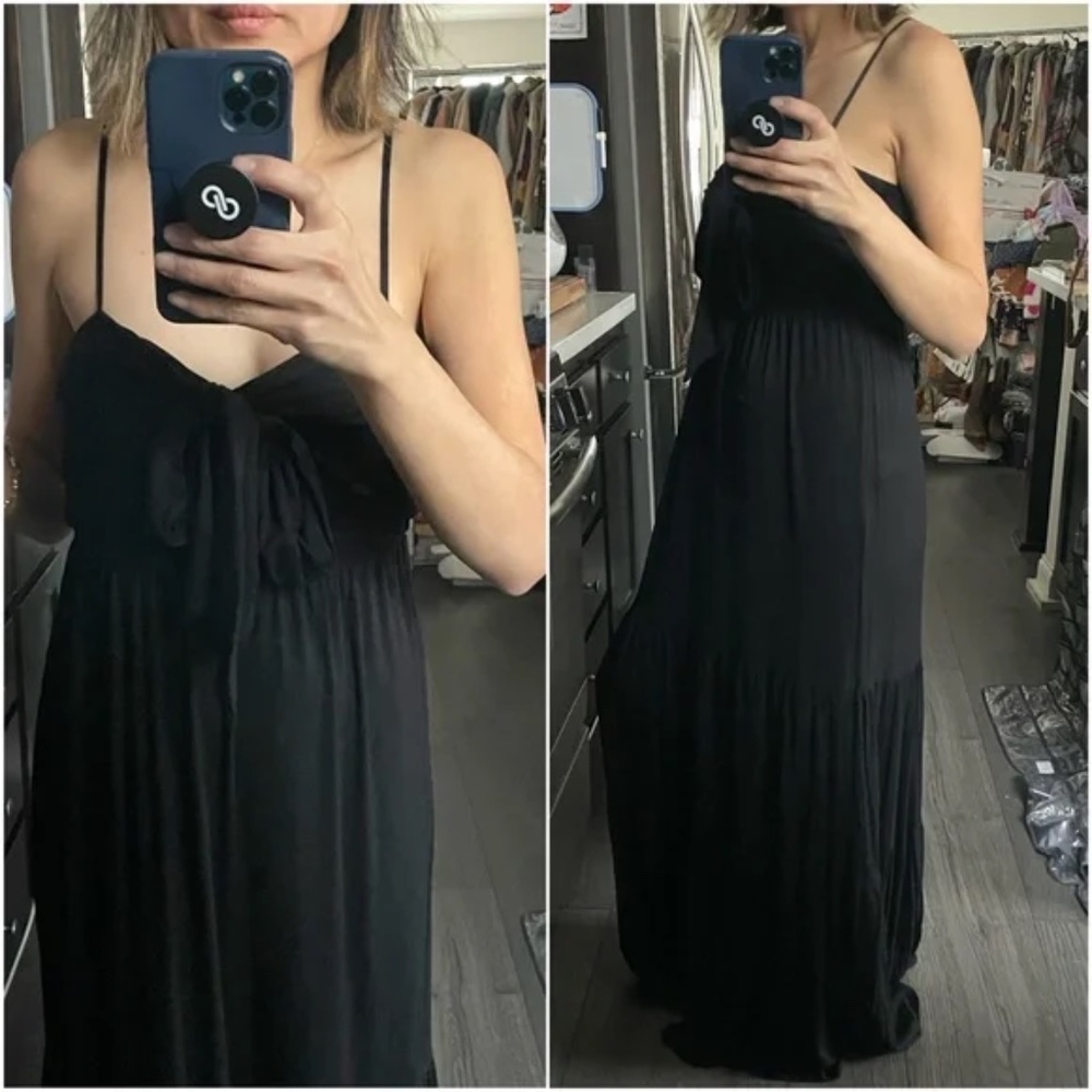 Boho Front Tie Ruffle Tiered Cami Maxi Dress - Picture 8 of 9